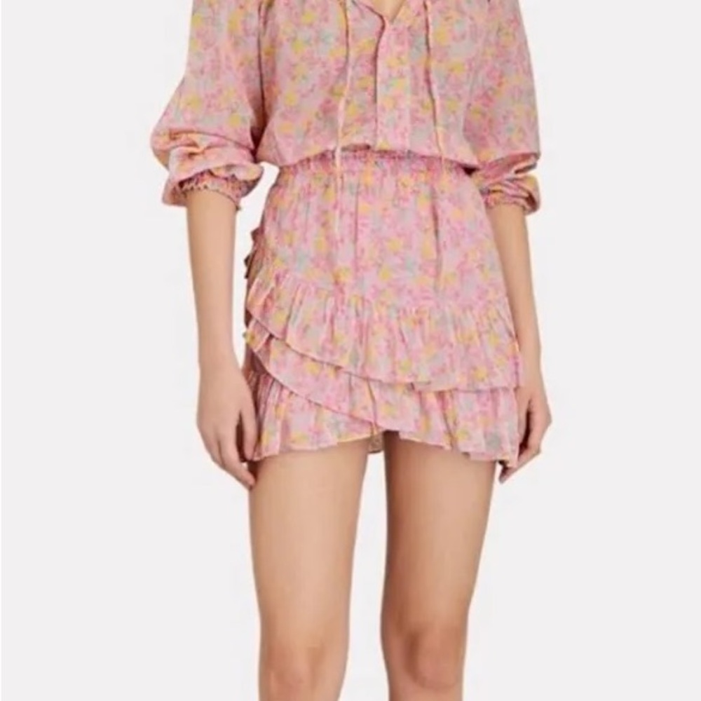 Love Shack Fancy Rayna Floral Pink Ruffle Dress